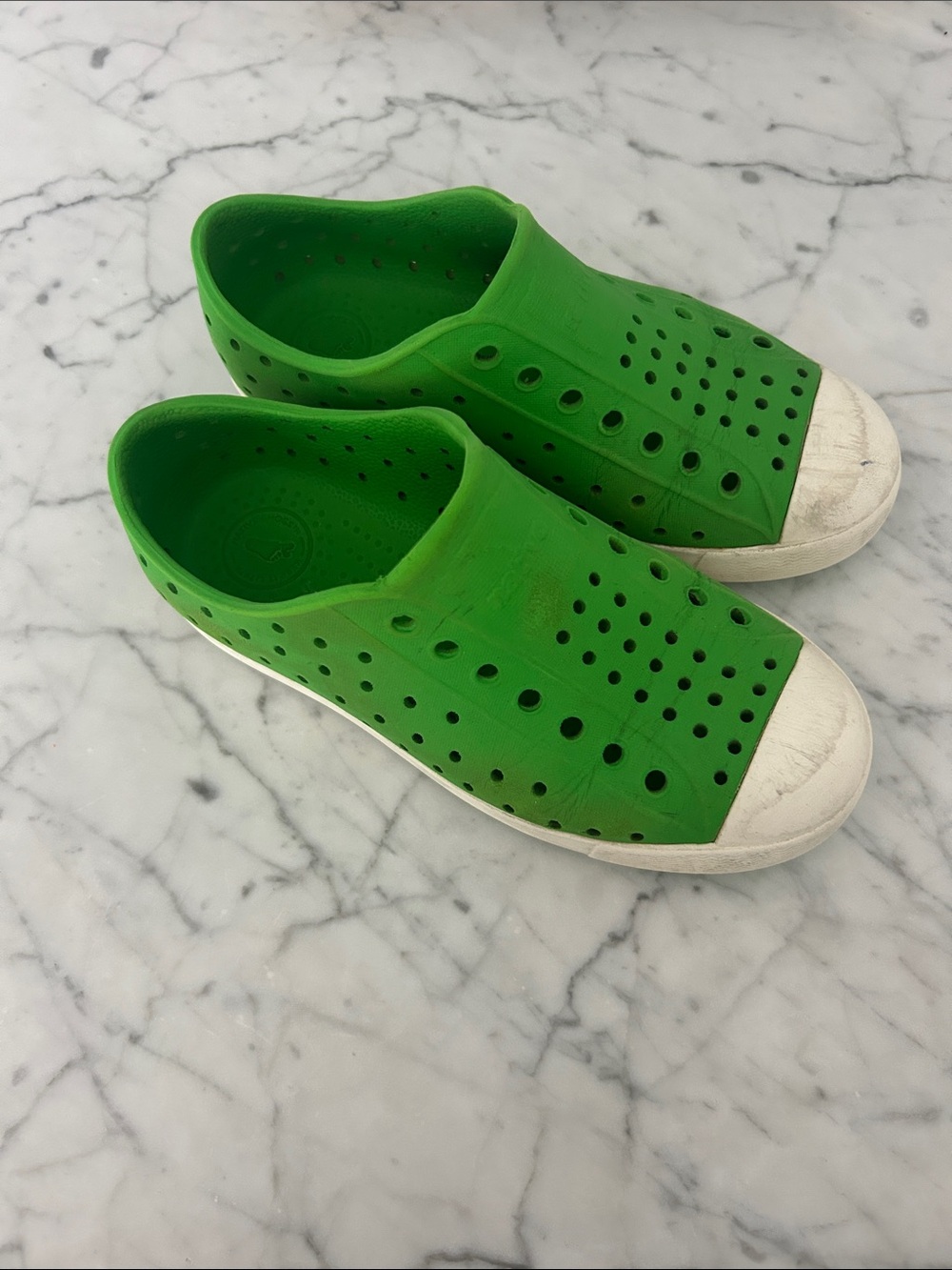 Native Shoes Kids Green Slip-On Water Sneakers with White Toe